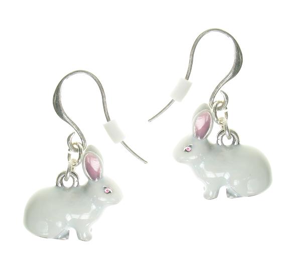 A & C White Rabbit Hook Earrings