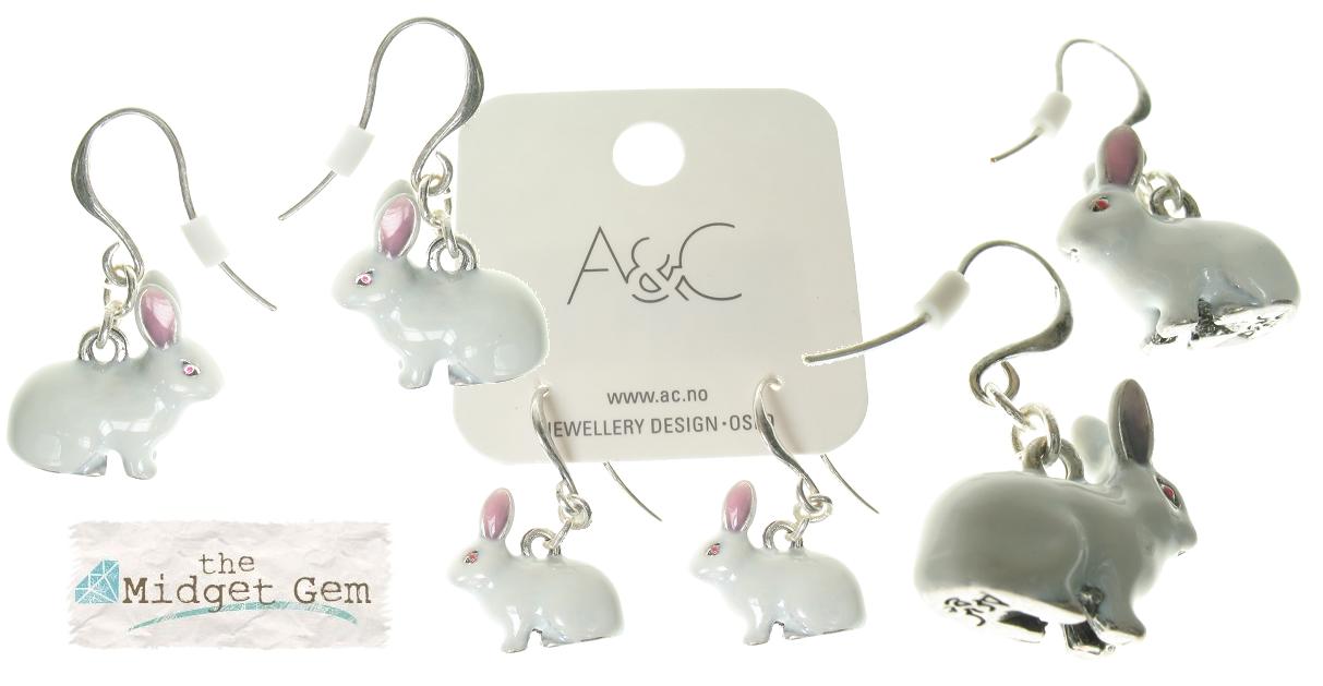 A & C White Rabbit Hook Earrings