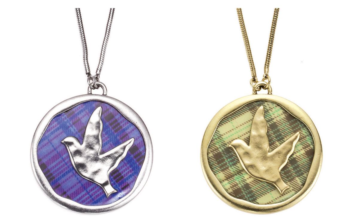 Bohm All That Plaid Disc Pendant Necklace