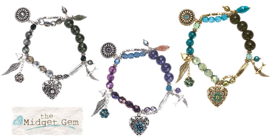 Bohm Bohemian Heart Locket & Charm Stretch Bracelet