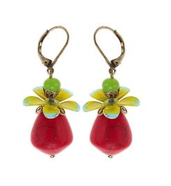Bohm Aloha Red Drop Flower Earrings