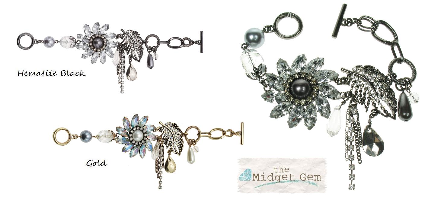 Bohm Ice Petals Elaborate Flower & Feather Bracelet