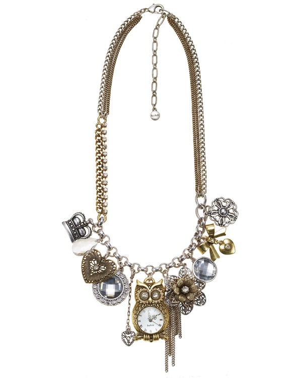 'Charm Du Jour' Owl Multi-Strand Necklace - Mixed Gold/Silver Plates