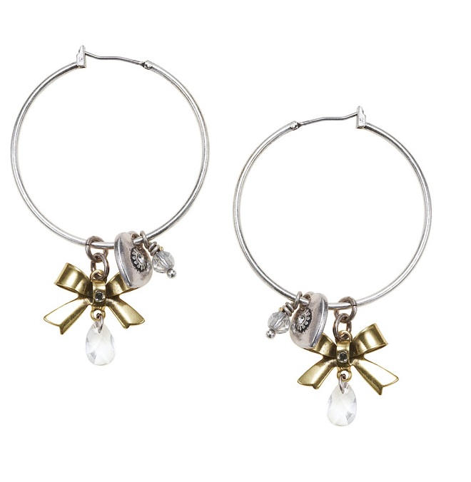 'Charm Du Jour'  Hoop & Charm Earrings - Mixed Gold Silver Plates