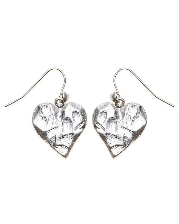 Bohm Hearts Desire Single Heart Dangly Earrings - Silver Plate