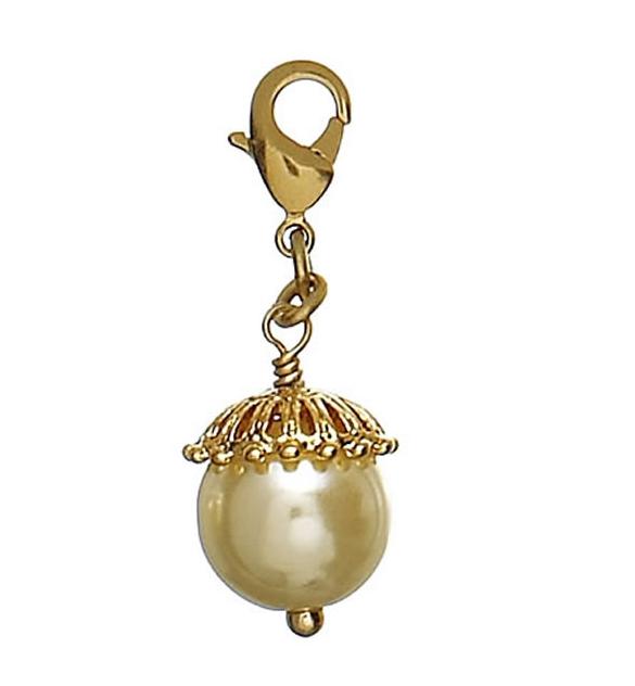 Pilgrim Charm - Cream Pearl & Ornate Gold Cap