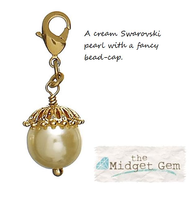 Pilgrim Charm - Cream Pearl & Ornate Gold Cap