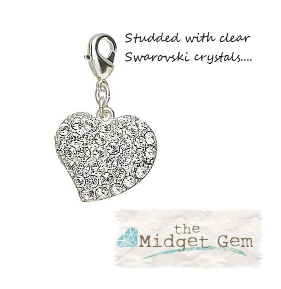 Pilgrim Charm Swarovski Studded Heart - Silver/Clear