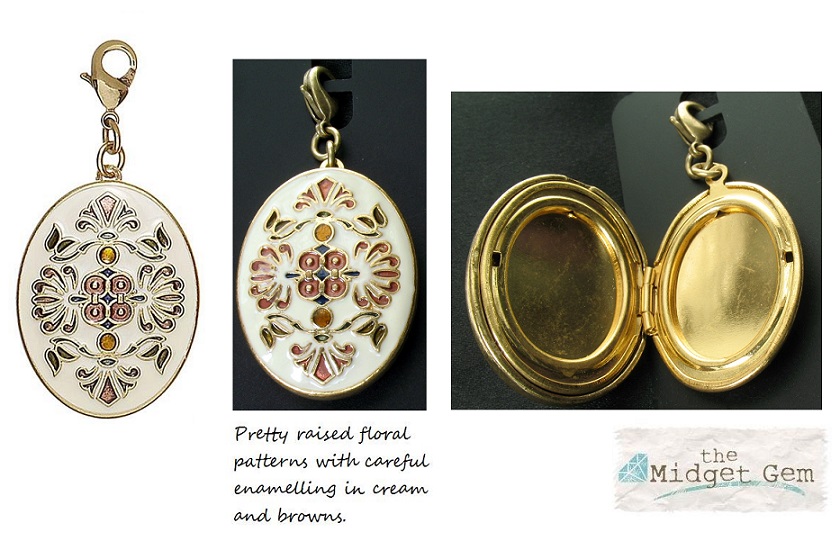 Pilgrim 'Near & Dear' Oval Locket Charm - Gold/Cream