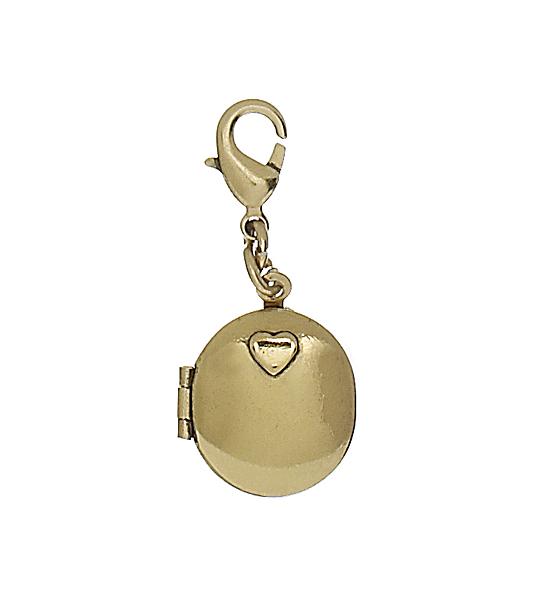Pilgrim Charm - Gold Oval Raised Heart Locket