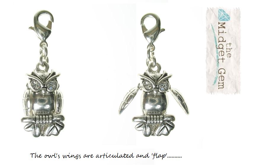 Pilgrim Charm Silver & Clear Swarovski Owl