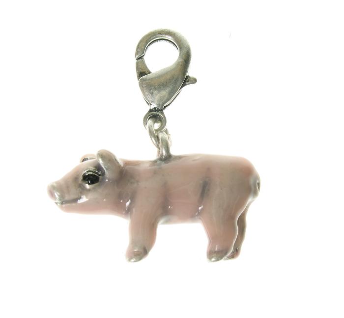 A & C 'Farm Yard' Pink Pig Piglet Charm