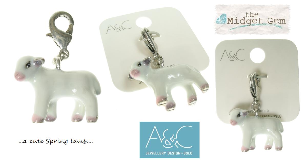 A & C 'Farm Yard' White Spring Lamb Charm
