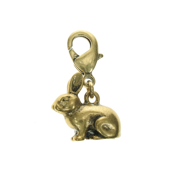 A & C Small Bunny 'Dolls House' Charm Bronze Plate