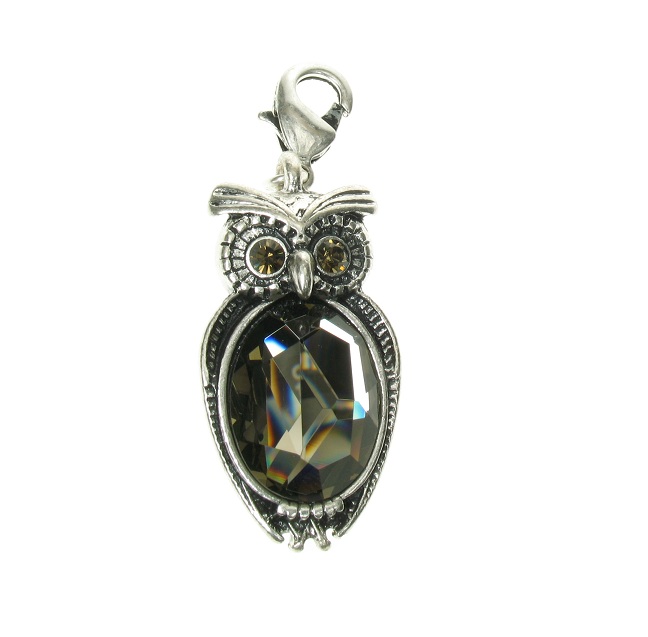 A & C Big OWL Charm Silver Plate