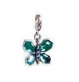 A & C 'Sweet Butterfly'  Blue/Turquoise Crystals Charm Silver Plate