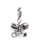 A & C 'Sweet Butterfly' Clear & Grey Crystal Charm Silver Plate