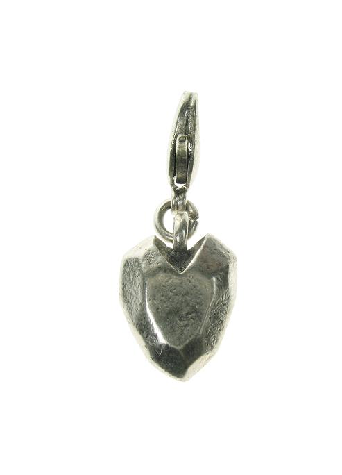 A & C Angular Heart Charm Silver Plate