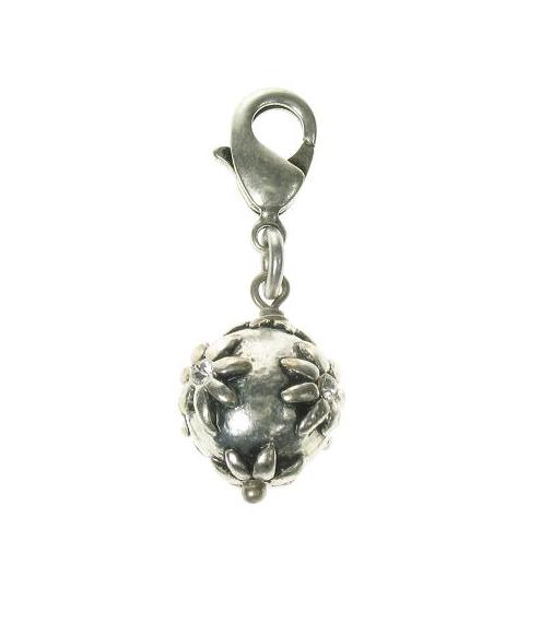 A & C Flower Ball Charm Silver Plate