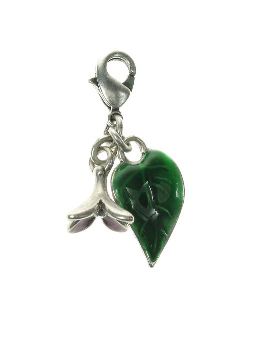 A & C Purple Flower & Green Leaf 'Garden'  Charm Silver Plate