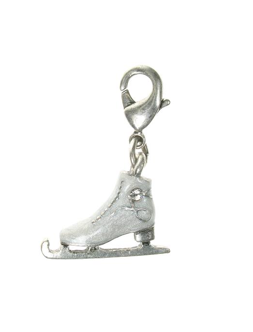 A & C White Ice Skate 'Winter Dream' Charm Silver Plate