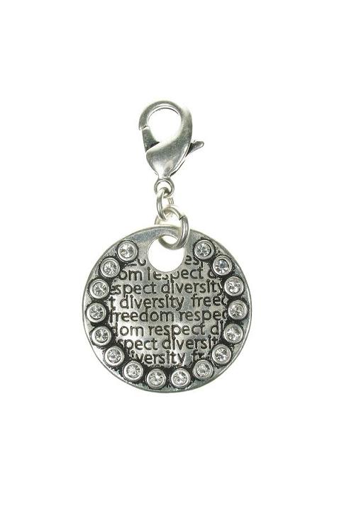 A & C Large Impressed Crystal Frame Disc Charm