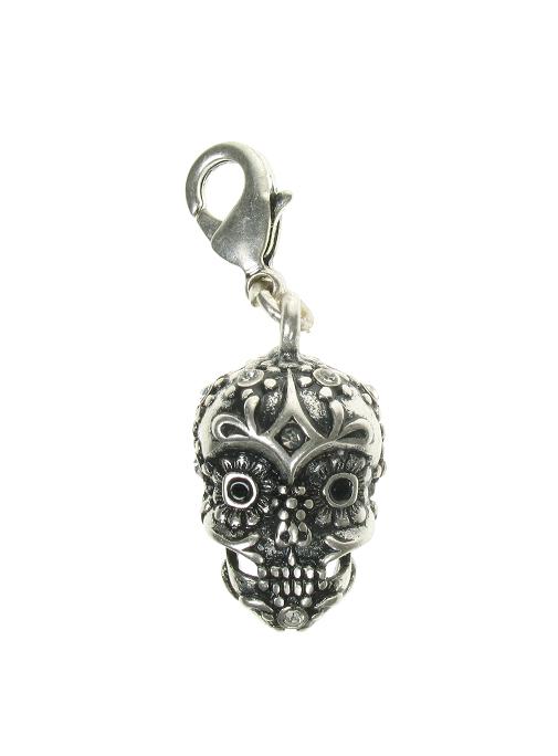 A & C Ornate 'Day Of The Dead' Skull Charm Silver Plate