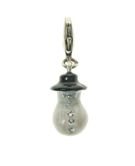 A & C White 'Winter Dream' Snowman Charm Silver Plate