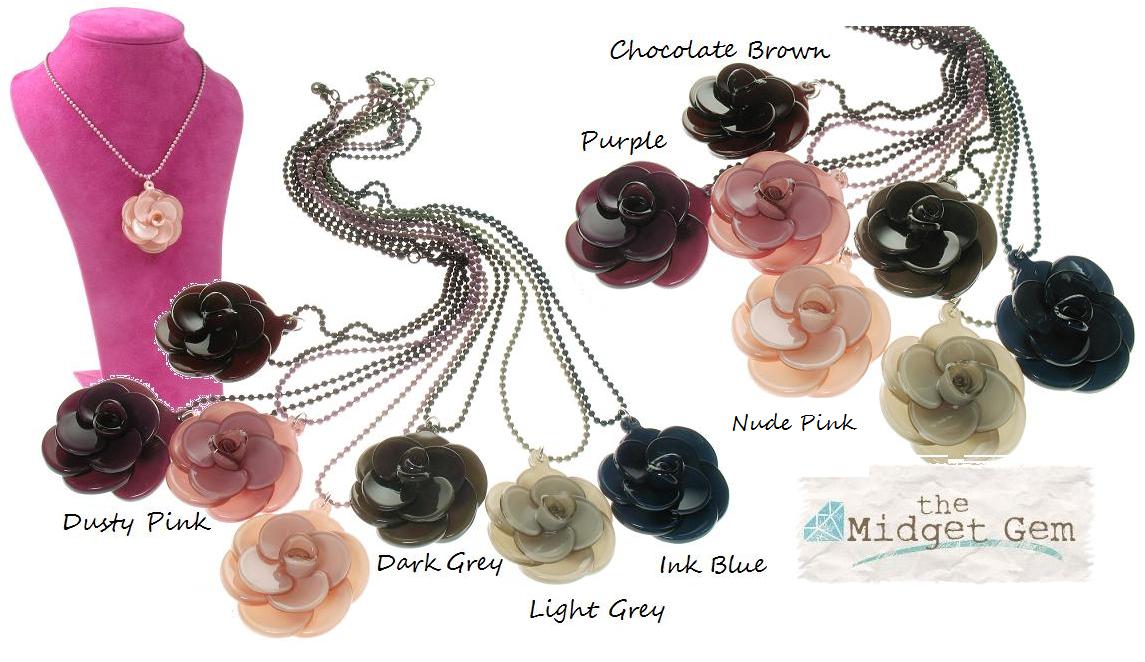 BIG BABY Small Rose Flower Pendant Necklace - Colour Set  2
