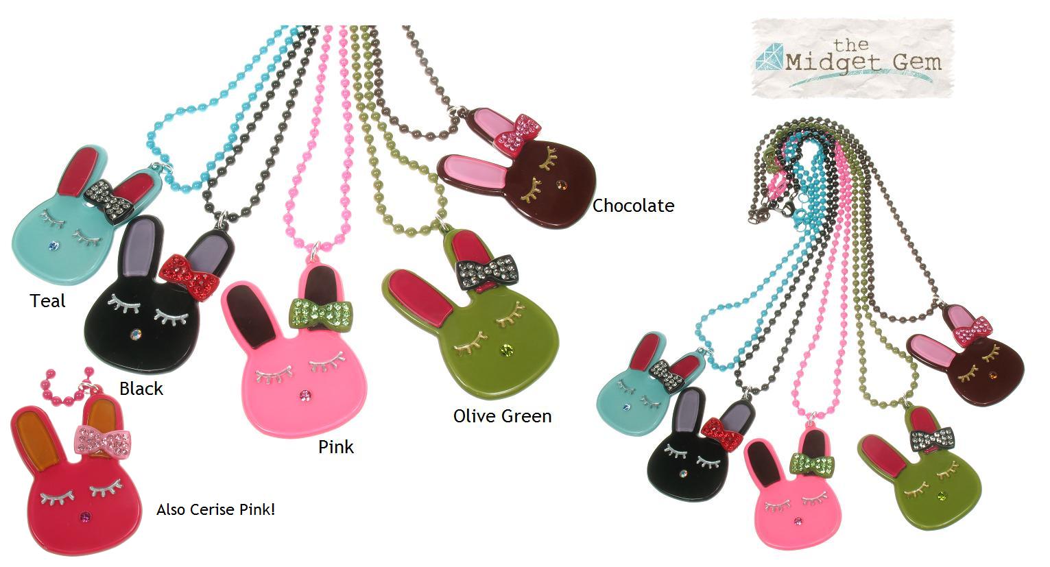 BIG BABY Crystal Bow Bunny Rabbit Necklace