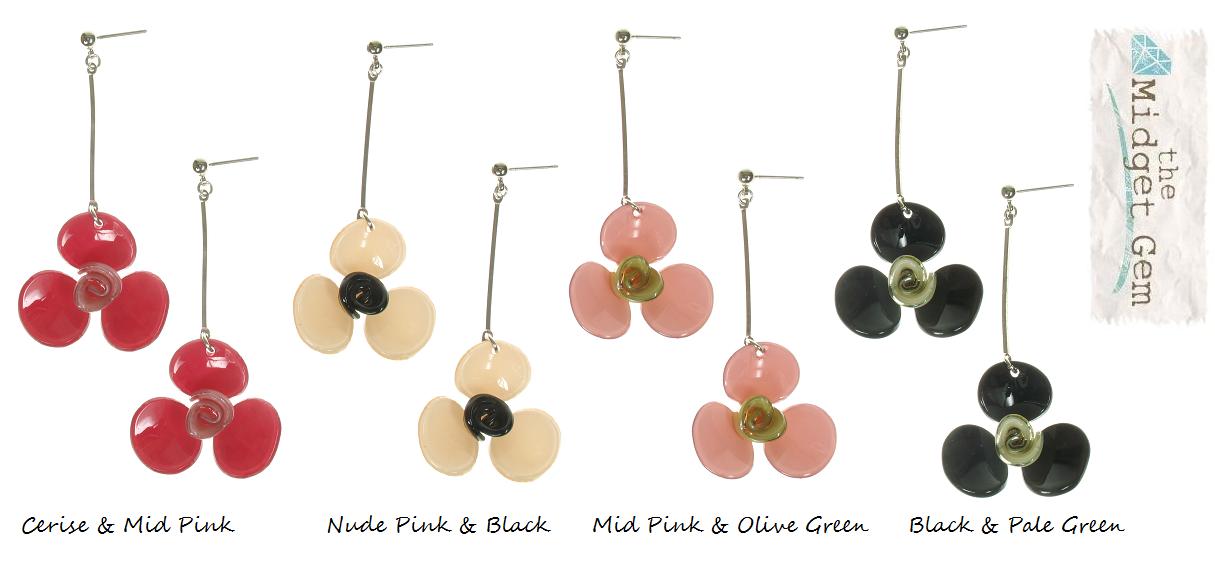 BIG BABY 3-Petal Flower Earrings - Colour Set 2