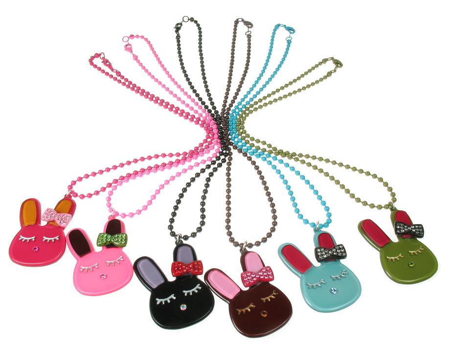 BIG BABY Crystal Bow Bunny Rabbit Necklace