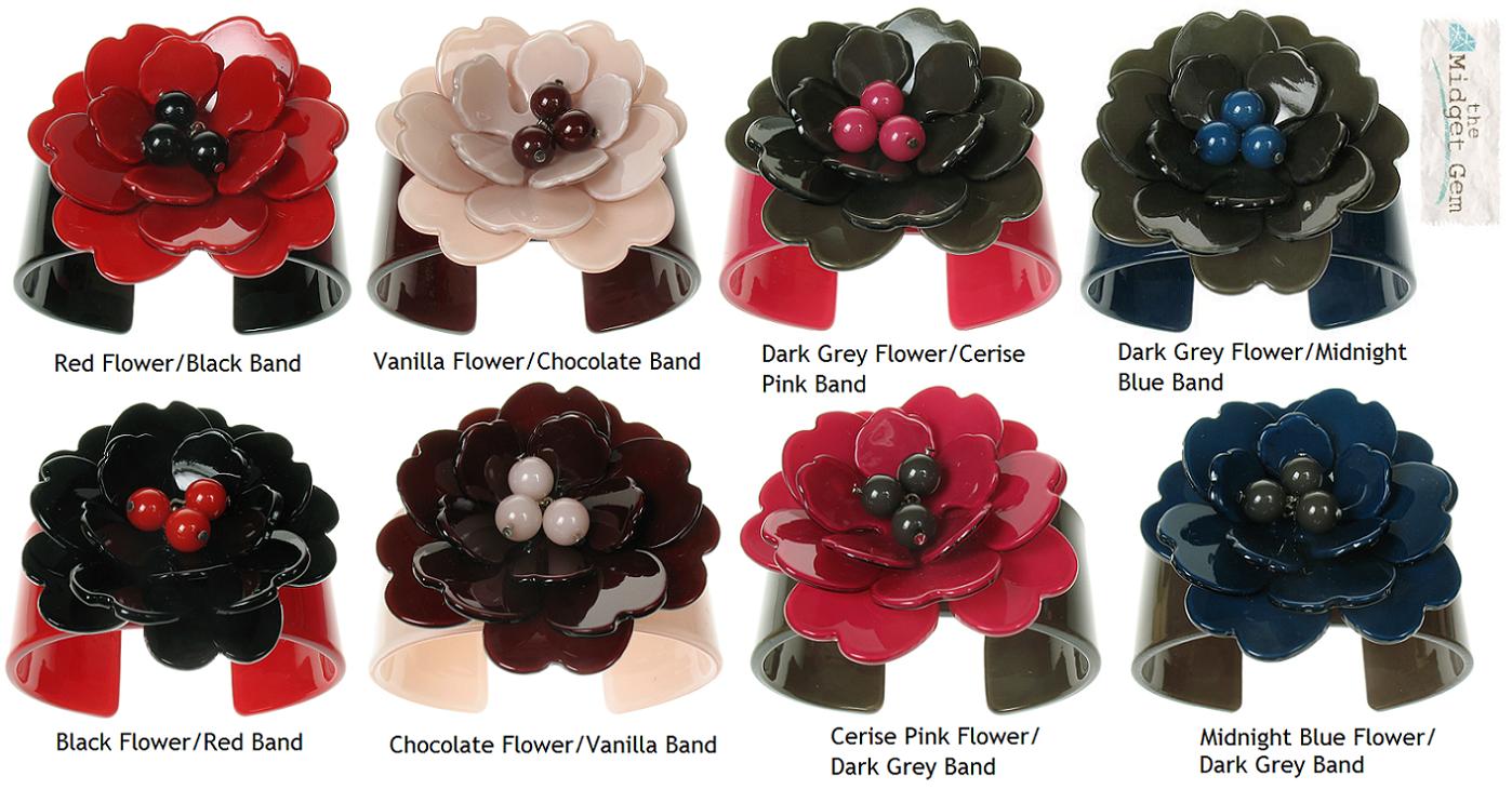 BIG BABY Wide Peony Flower Cuff Bangle/Bracelet