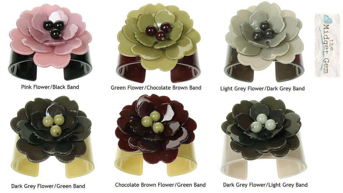 BIG BABY Wide Peony Flower Cuff Bangle/Bracelet