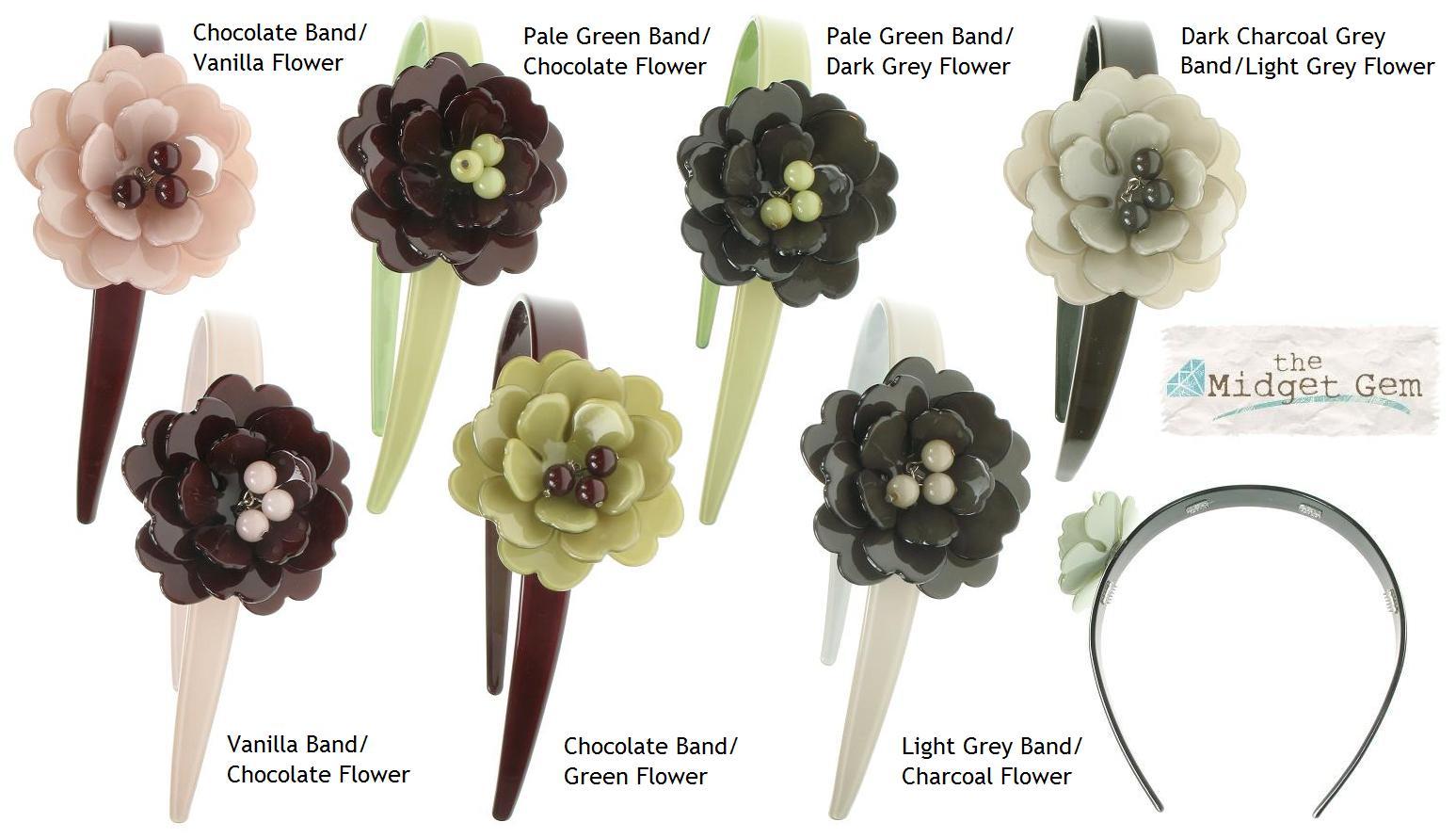 BIG BABY Peony Flower Hair Head-Band Colour Set 2