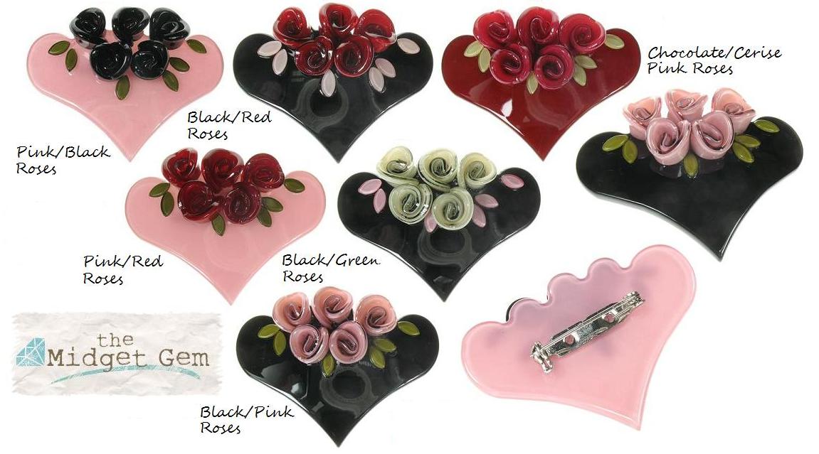 BIG BABY Heart & Rose Posey Pin/Brooch