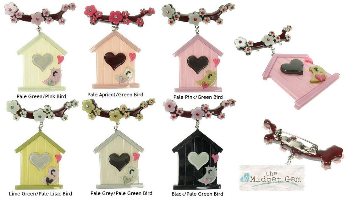 BIG BABY Bird House & Blossom Brooch/Pin