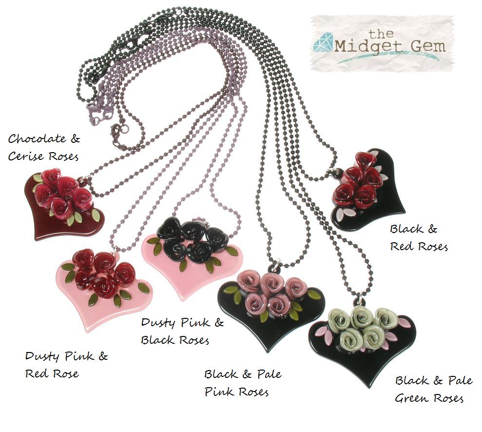 BIG BABY Heart & Rose Posey Necklace