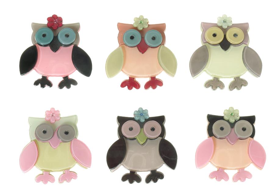 BIG BABY Owl & Flower Brooch/Pin