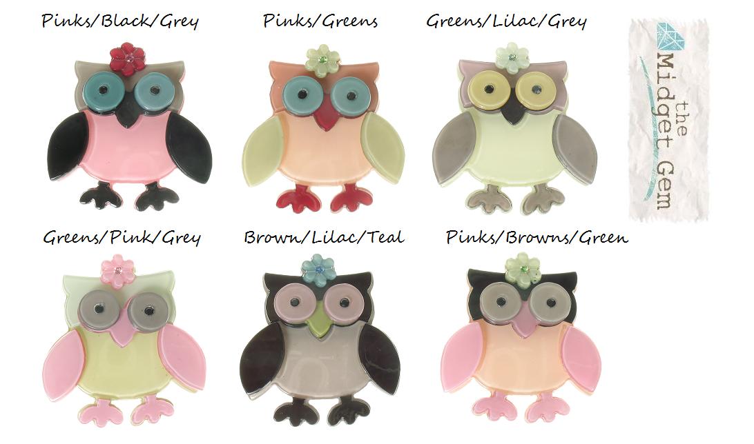 BIG BABY Owl & Flower Brooch/Pin