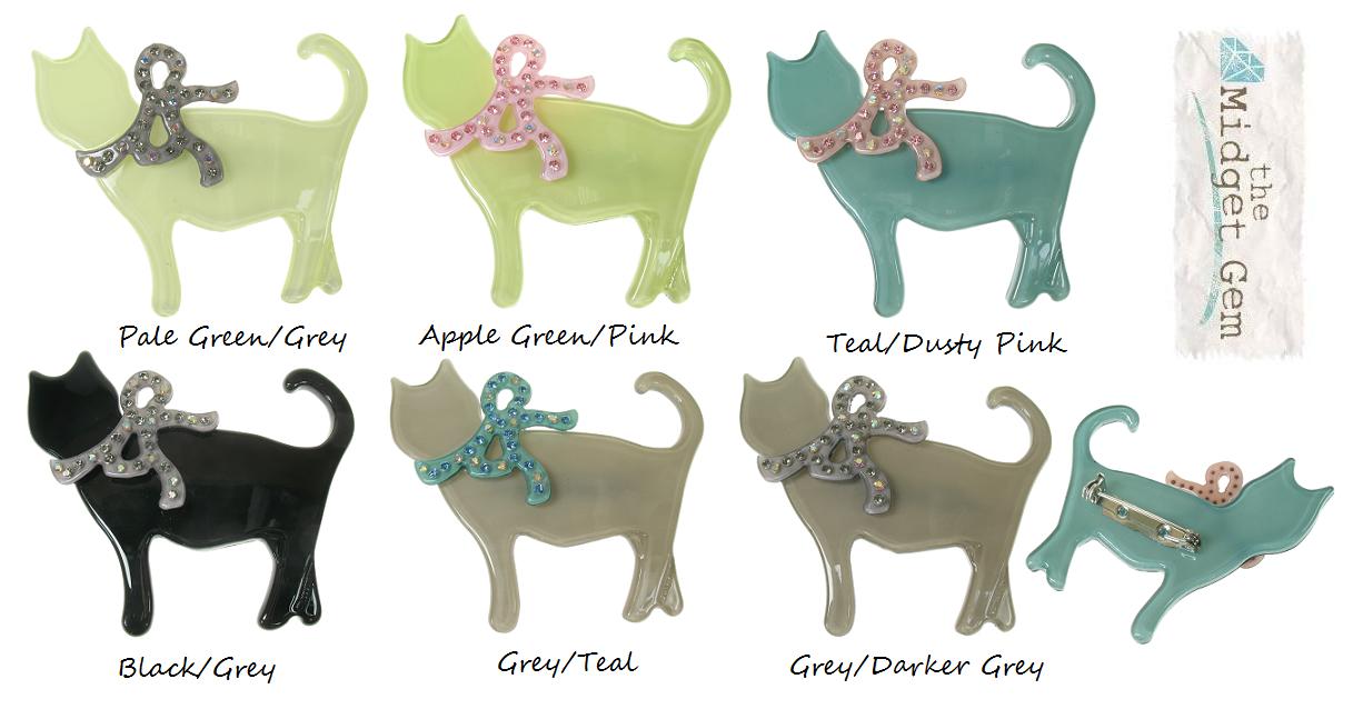 Big Baby Sophisticated Sophisti-Cat With Crystal Bow Brooch Pin