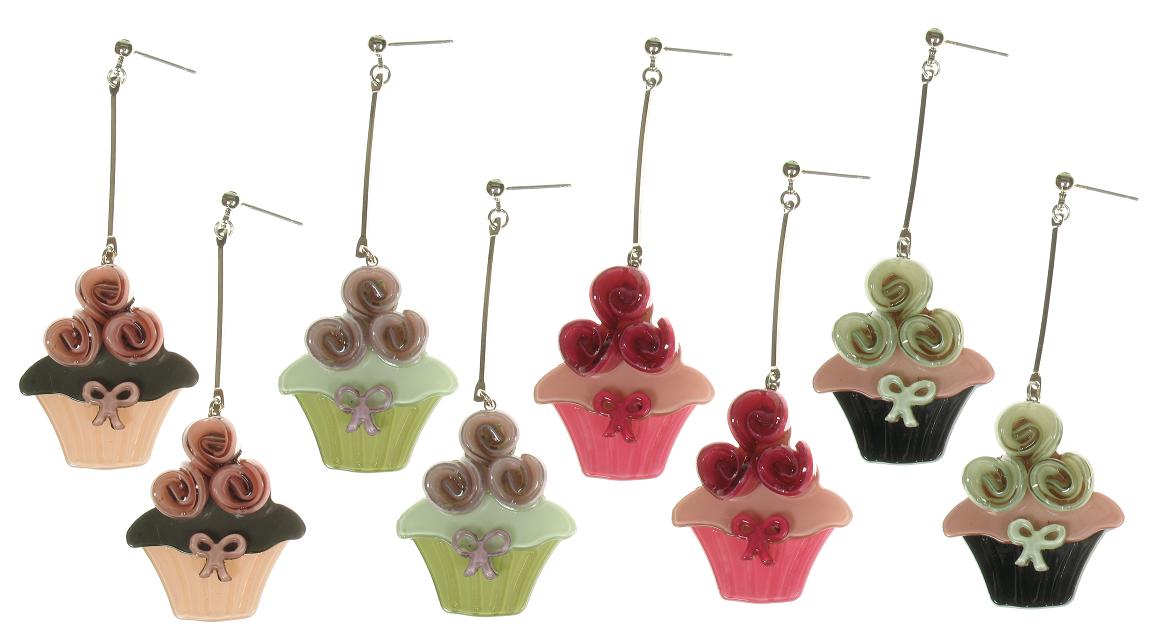 Big Baby Rose Topped Cup Cake Earrings