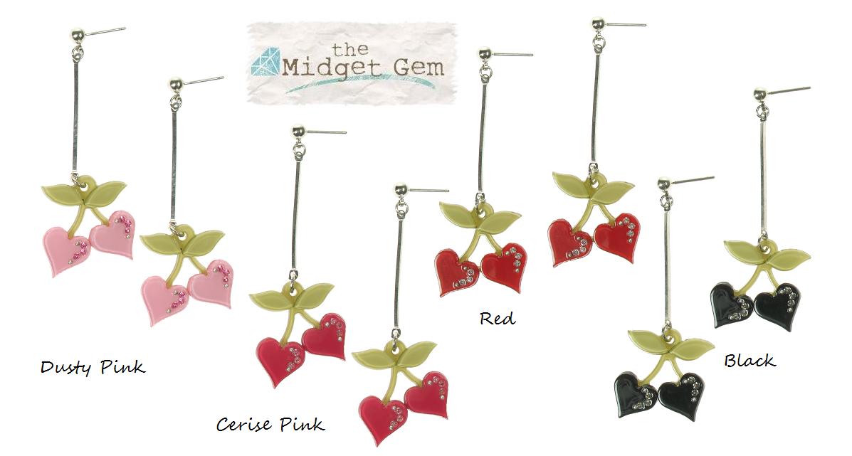Big Baby Cherry Hearts Earrings