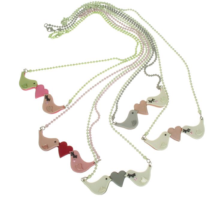 BIG BABY Love Birds Heart Necklace