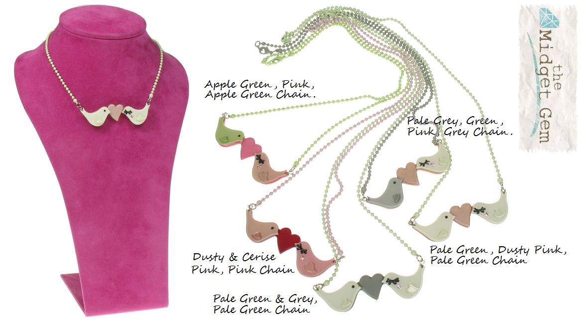BIG BABY Love Birds Heart Necklace