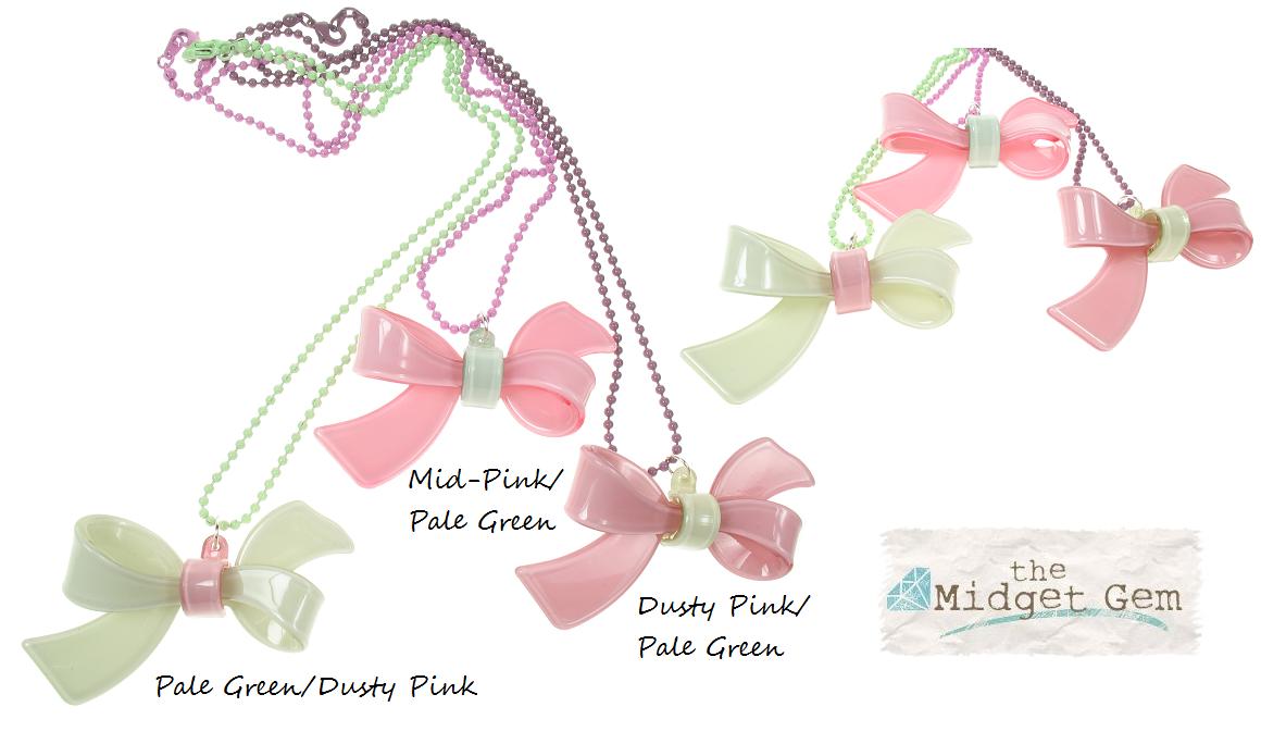 BIG BABY Pretty Pastel Bow Pendant Necklace