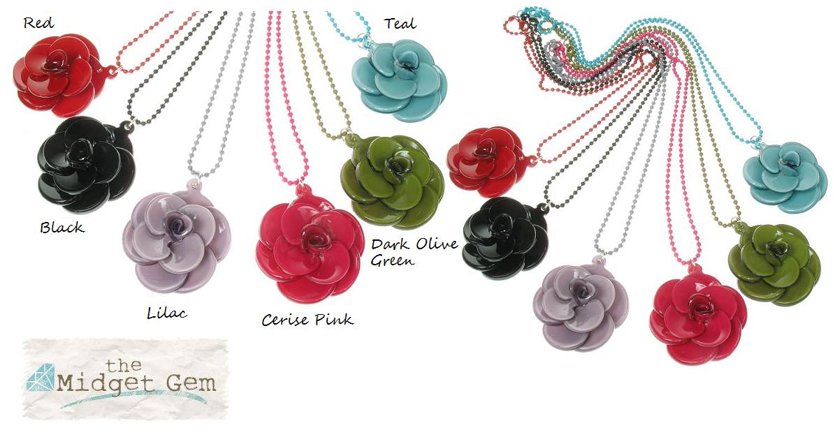 BIG BABY Small Rose Flower Pendant Necklace - Colour Set  1