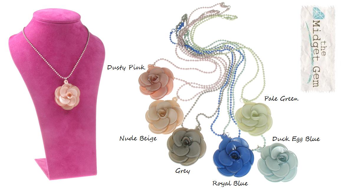 BIG BABY Small Rose Flower Pendant Necklace - Colour Set  3