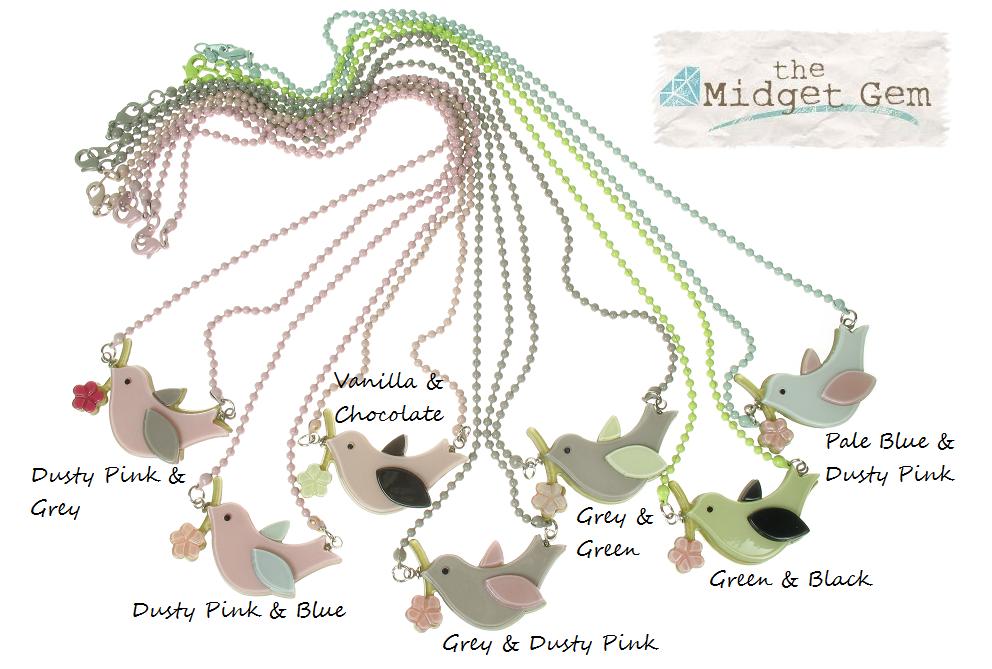 BIG BABY Bird & Flower Necklace Colour Set 2