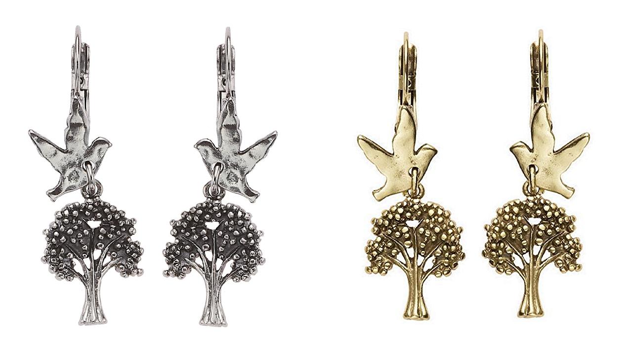 Bohm All That Plaid Tree & Bird Charm Earrings